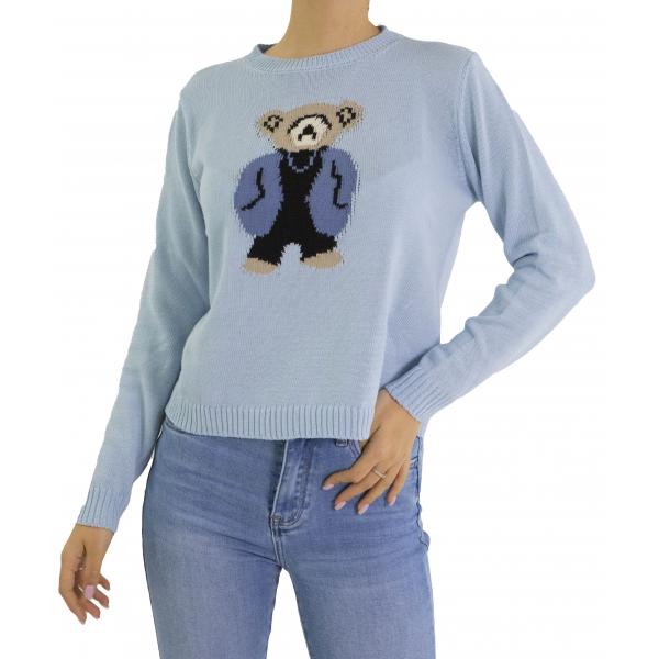 Maglia girocollo con orsacchiotto